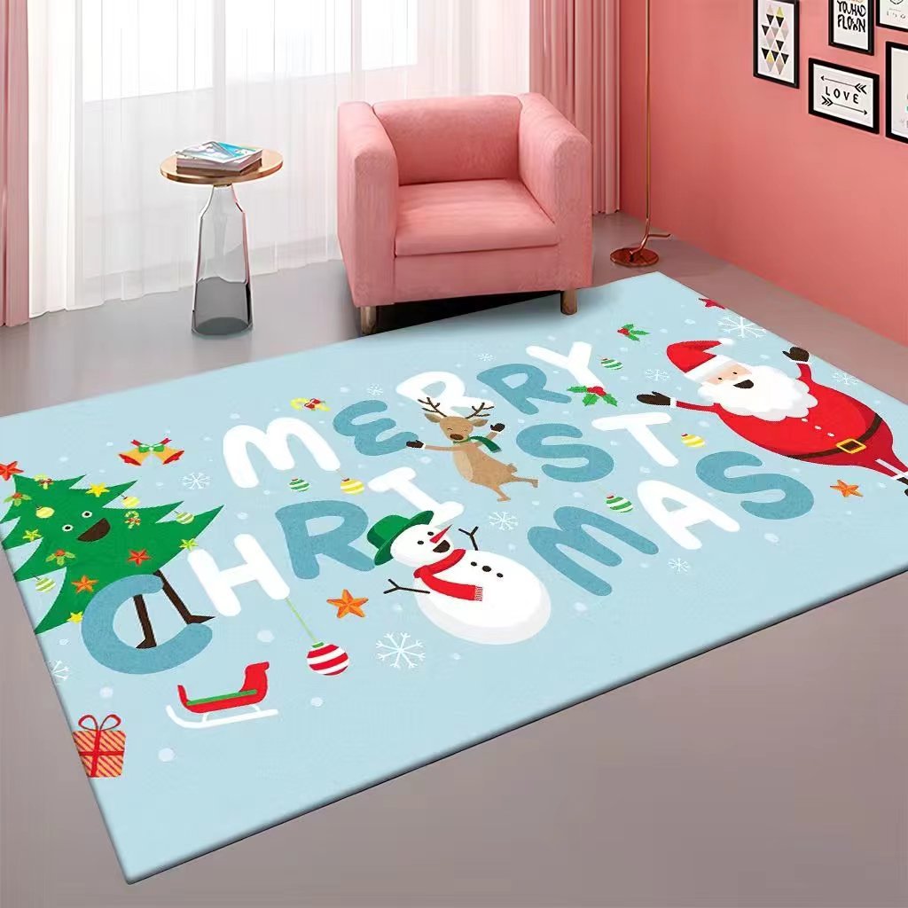 Cross-Border Cartoon Christmas Carpet Living Room Easy Cleaning Sofa and Tea Table Floor Mat Bedroom Full Shop Bedside Blanket Wholesale