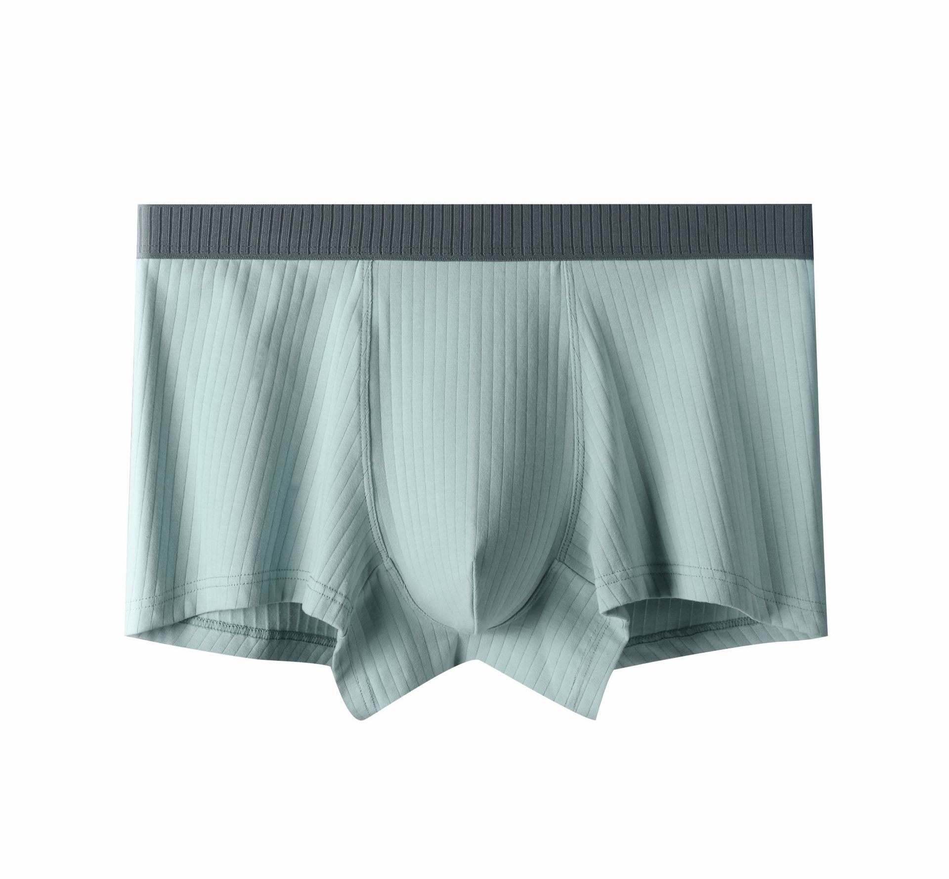 Spring New Arrival Men's Underwear Cotton Solid Color Thin Breathable Boxer plus Size Underwear Striped Mid-Waist Underwear Men