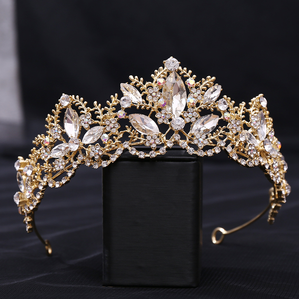 热销新款新娘头饰 巴洛克精美皇冠新娘k金皇冠婚纱配饰 皇冠发饰