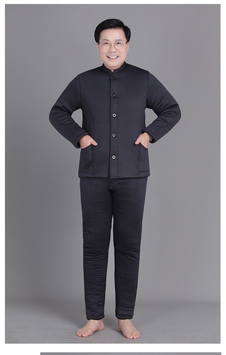 中老年人驼绒棉保暖小棉袄棉裤套装冬季爷爷内穿弹力加绒厚款棉衣