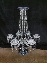 多头水晶烛台带花架 链珠蜡烛台玻璃复古摆件水晶花篮 烛台宜家
