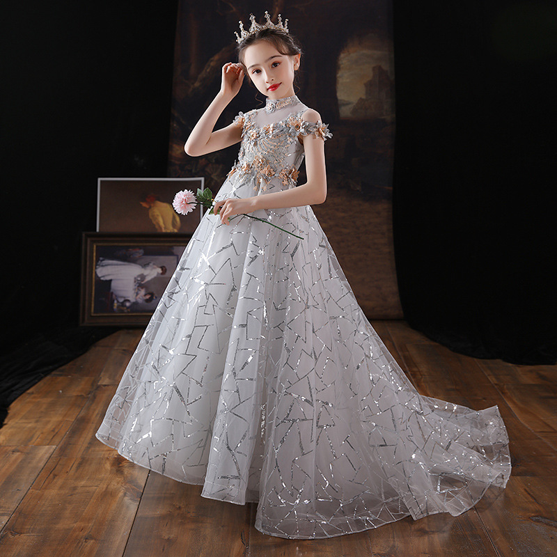 花童婚礼小女孩主持人晚礼服儿童礼服公主裙高端女童钢琴演出服春2022