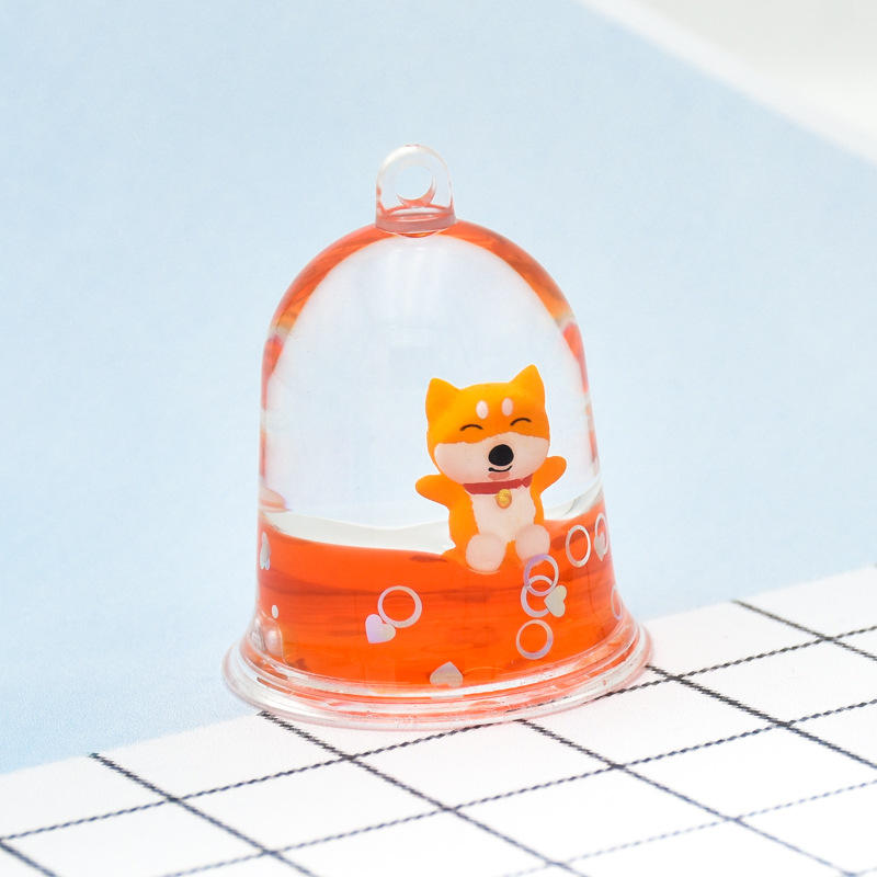 铃铛液体入油流沙瓶亚克力钥匙扣可爱钥匙链包包挂件创意饰品