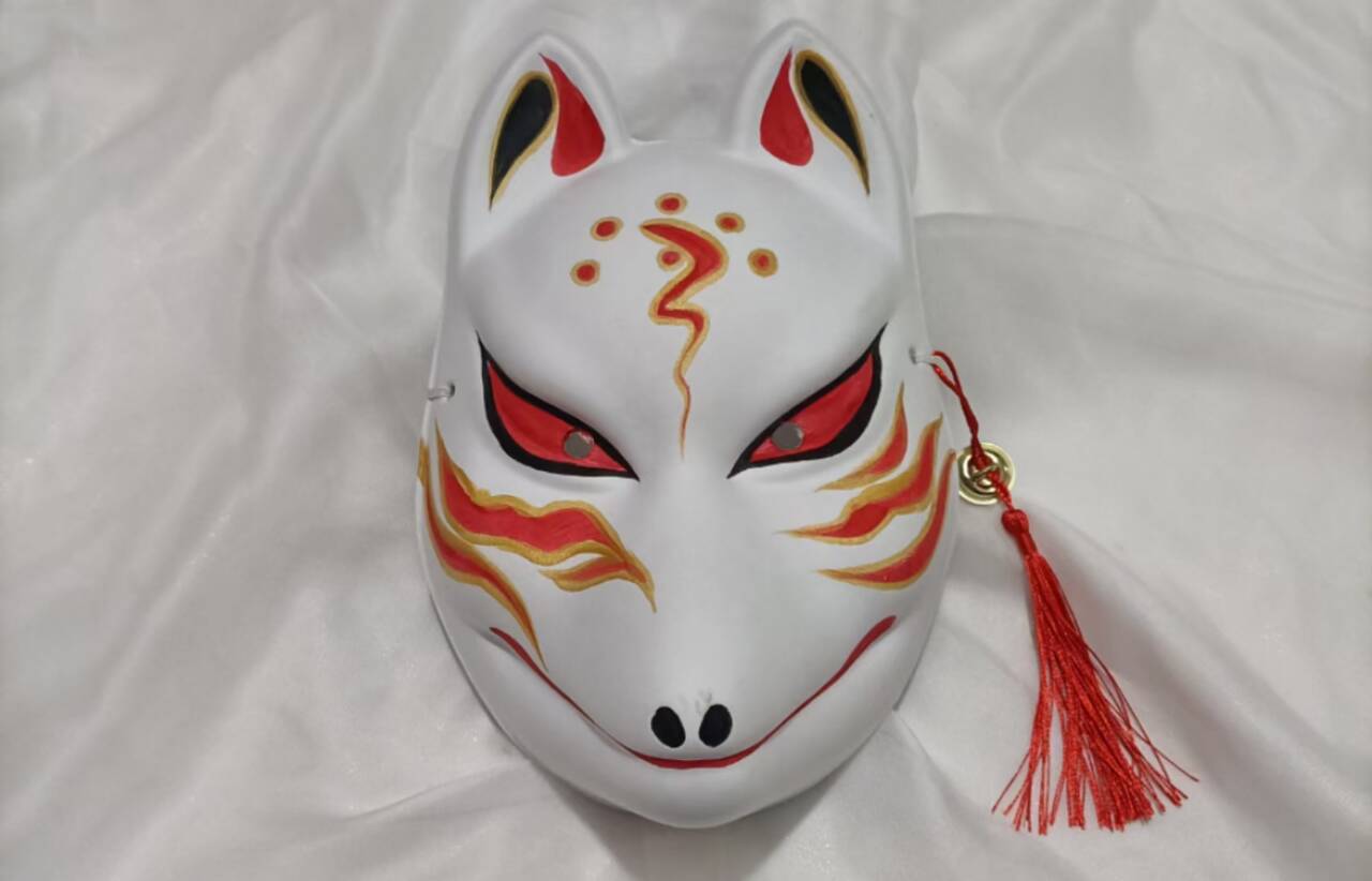 彩绘日式和风狐狸猫面具女半脸成人儿童古风汉服化妆舞会cos道具