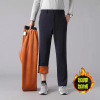 Middle and old age Plush Sports pants Autumn and winter Easy Straight the elderly leisure time Men's trousers dad Elastic waist trousers