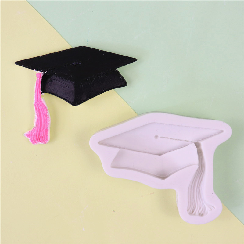 diy单个博士帽学士帽造型翻糖蛋糕装饰黏土巧克力毕业帽硅胶模具