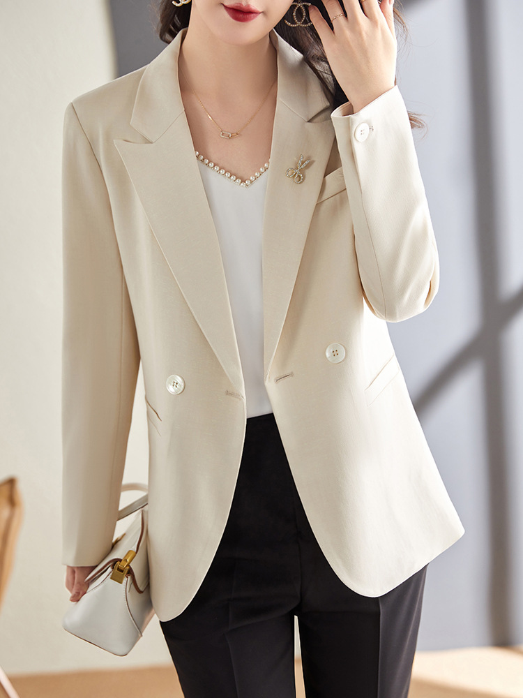 春新款外套女正装通勤ol同款女士中长款小西服气质外套女休闲西装