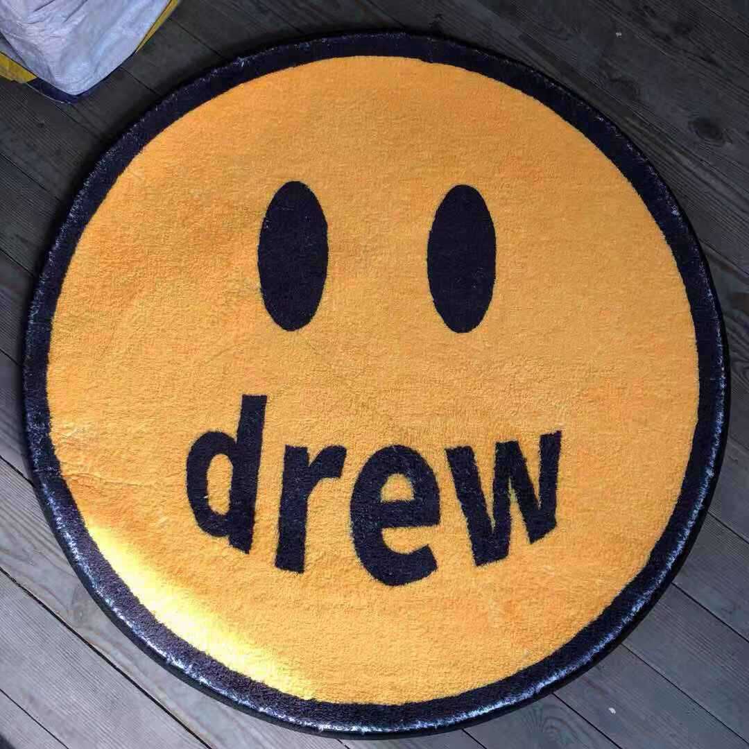 一件代发外贸笑脸地毯圆形半圆强吸水加厚drew贾斯汀比伯潮牌周边