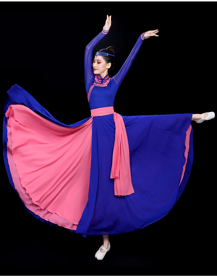 蒙族舞女新式练功服饰蒙古舞蹈演出服女族蒙古舞民族舞台表演服装