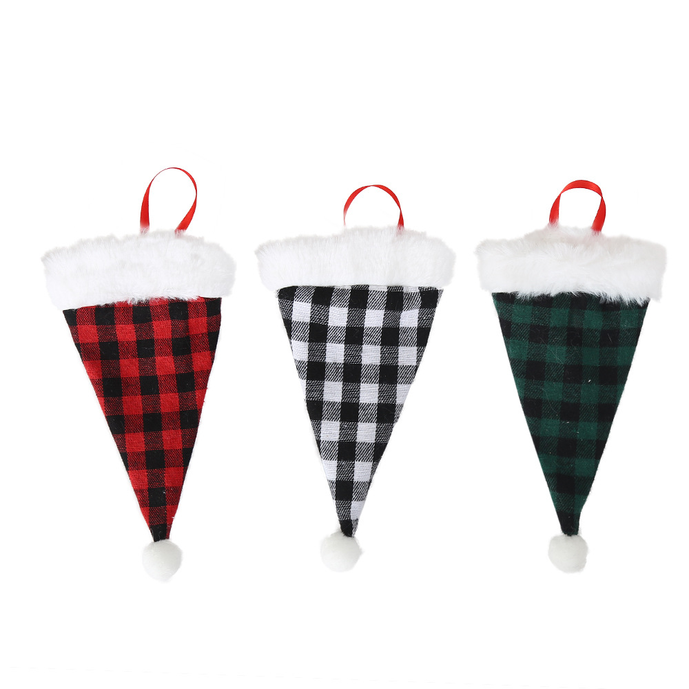Cross-Border New Arrival Christmas Decoration Plaid Knife and Fork Cover Plush Edge Tableware Set Home Dining Table Atmosphere Layout Supplies