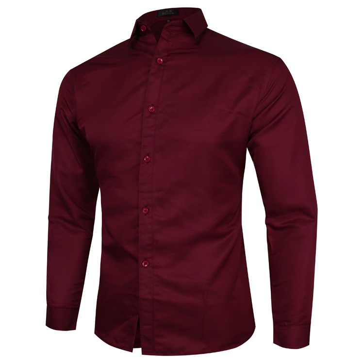 Cross-Border Foreign Trade Solid Color Large Size Shirt Men's Business Casual Long Sleeve Shirt Trendy Men's Clothing Shirt Factory Direct Supply