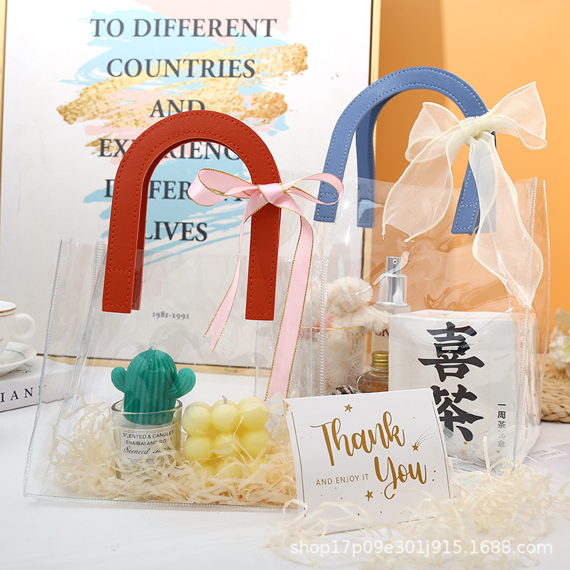 Wholesale Gift Box Handbag Products Candy Gift Hand Bag Hand Gift Plastic Bag Bouquet Transparent Packing Bag