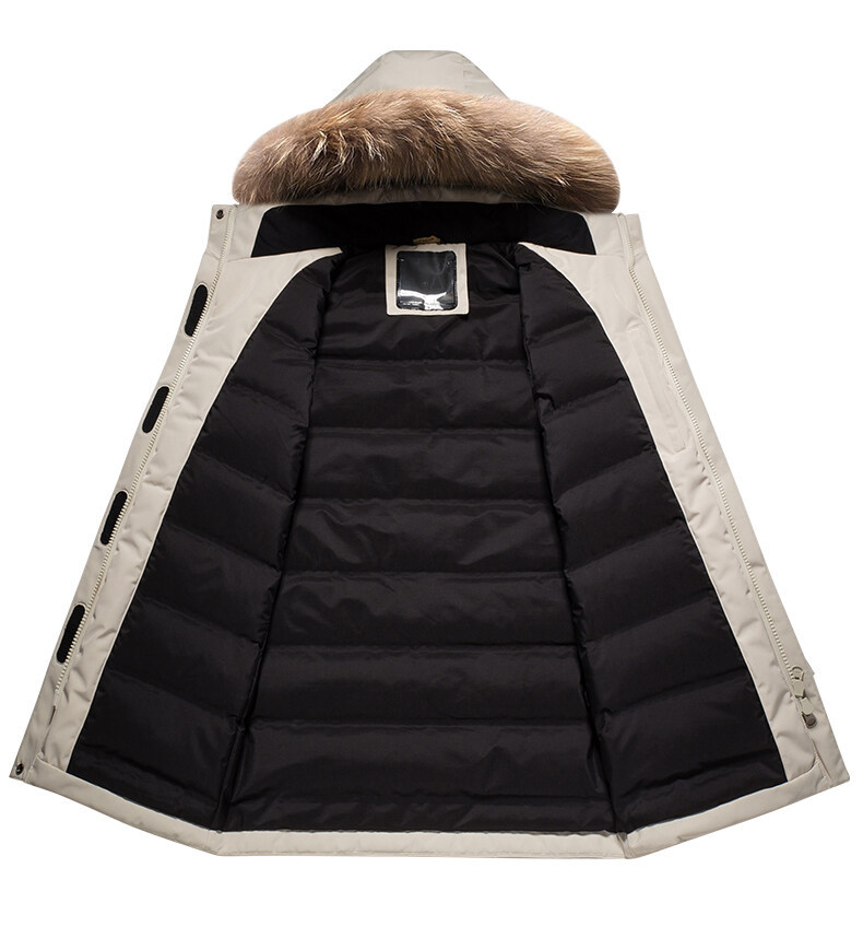 冬情侣中长款羽绒服男士加厚连帽毛领保暖大码休闲外套户外防寒服