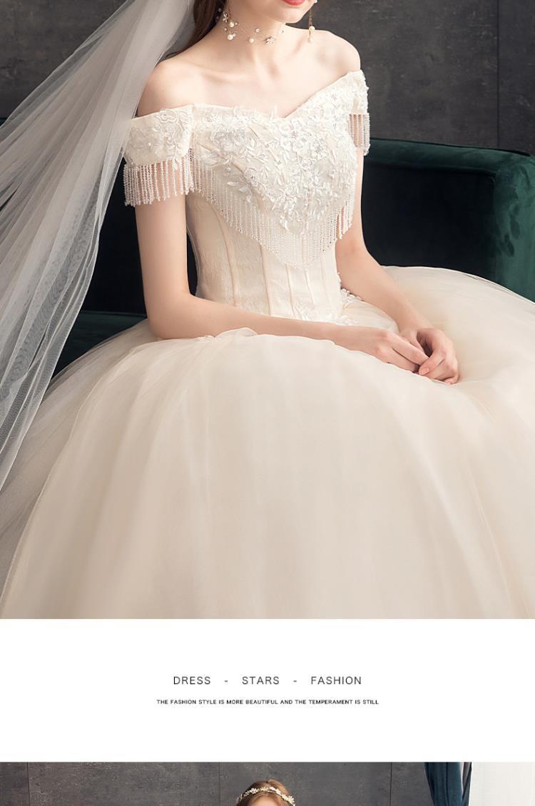 主婚纱2021新款高腰孕妇超仙奢华森系浅香槟色新娘结婚拖尾婚纱