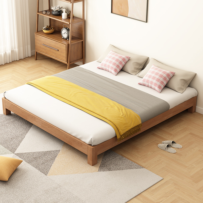 床现代简约床架日式榻榻米白色实木床无床头低矮床1.2m单人床锭制