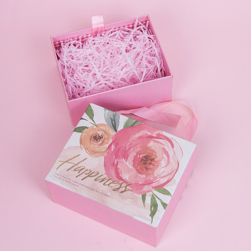 Pink Portable Gift Box Cosmetic Box Silk Scarf Gift Box Jewelry Box Wedding Candies Box Drawer Box Lipstick Case Customizable