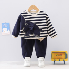男童春装套装2023新款帅男孩春秋衣服潮0--5岁宝宝儿童卫衣两件套