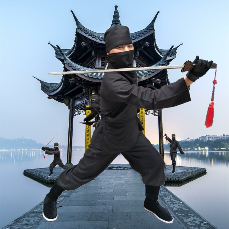 夜行衣男套装刺客古代黑色棉麻蒙面人武侠杀手影视剧群演戏服