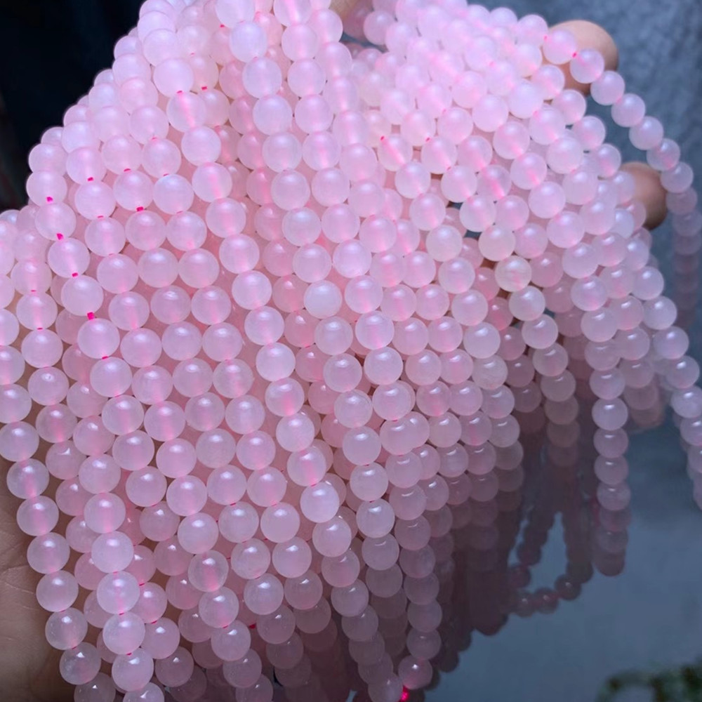 和田玉藕粉108佛珠链 项链配链多圈手链手串 diy 料细温润