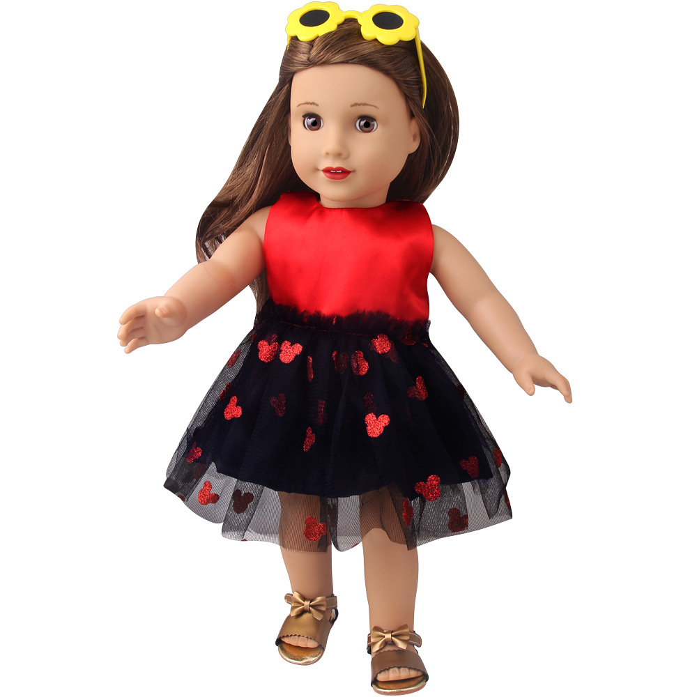 18寸美国女孩娃娃连衣裙 红色印花米奇裙子 american girl洋娃娃