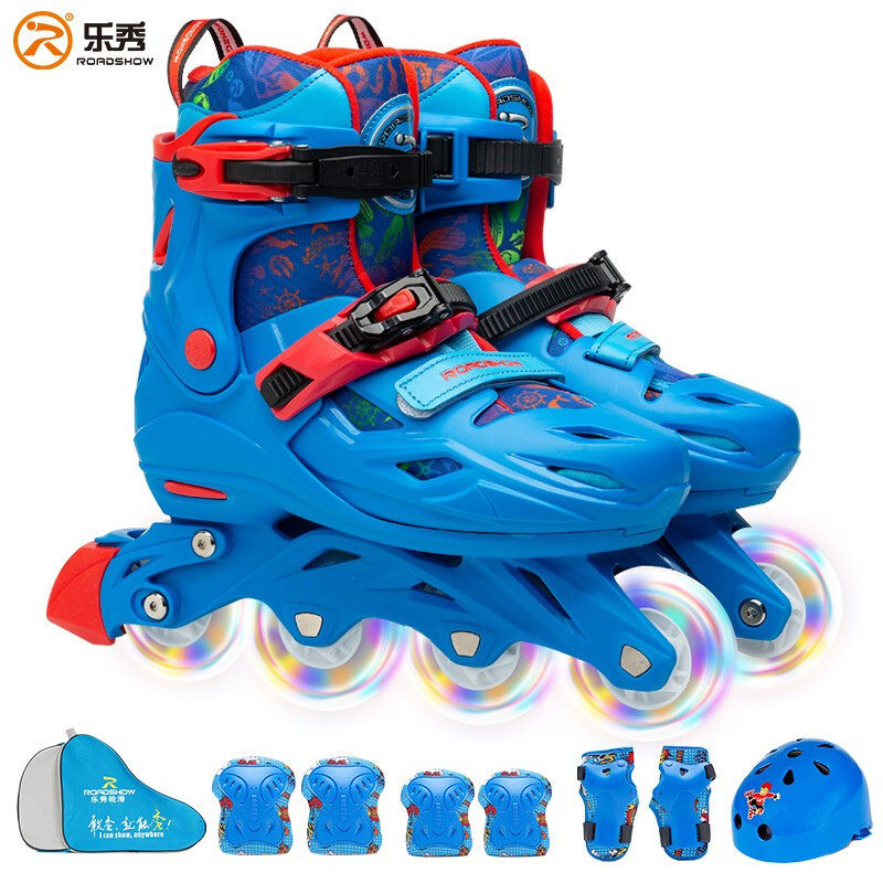 乐秀r906溜冰鞋儿童轮滑鞋全套装8轮全闪光旱冰鞋男女初学者-阿里巴巴