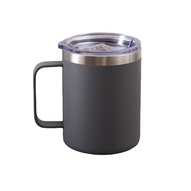 Double 304 Stainless Steel Vacuum Cup Fashion Plastic Handle Coffee Cup Office Household Mixing Cup Advertising Cup