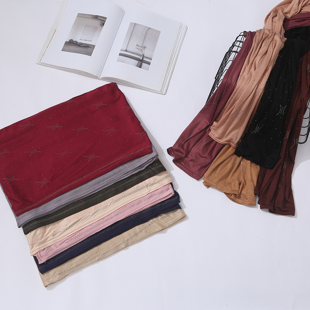 Cross-Border New Arrival Chiffon Scarf Monochrome Malaysia Shawl Headscarf Lace Satin Natural Silk Scarf Clothing Accessories
