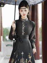 古风汉服上衣配马面裙的衬衣新中式女装刺绣国风立领对襟衬衫长袖