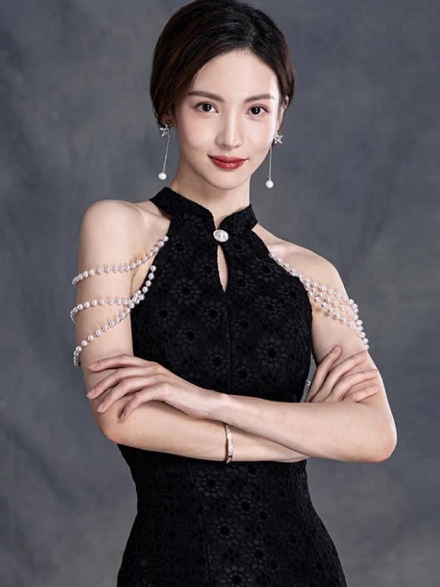 孤注一掷安娜金晨同款发牌黑色修身显瘦裙连衣裙旗袍新中式衣服跨-阿