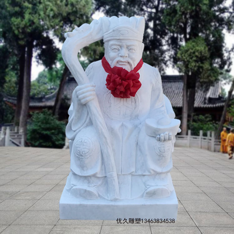 石雕土地公公土地庙户外汉白玉土地公神像寺庙家居祈福神像摆件