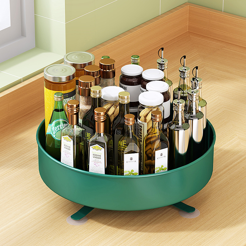 Kitchen Rotatable Spice Rack Seasoning Corner Special Oil Salt Sauce Vinegar round Multi-Functional Storage Box Rack