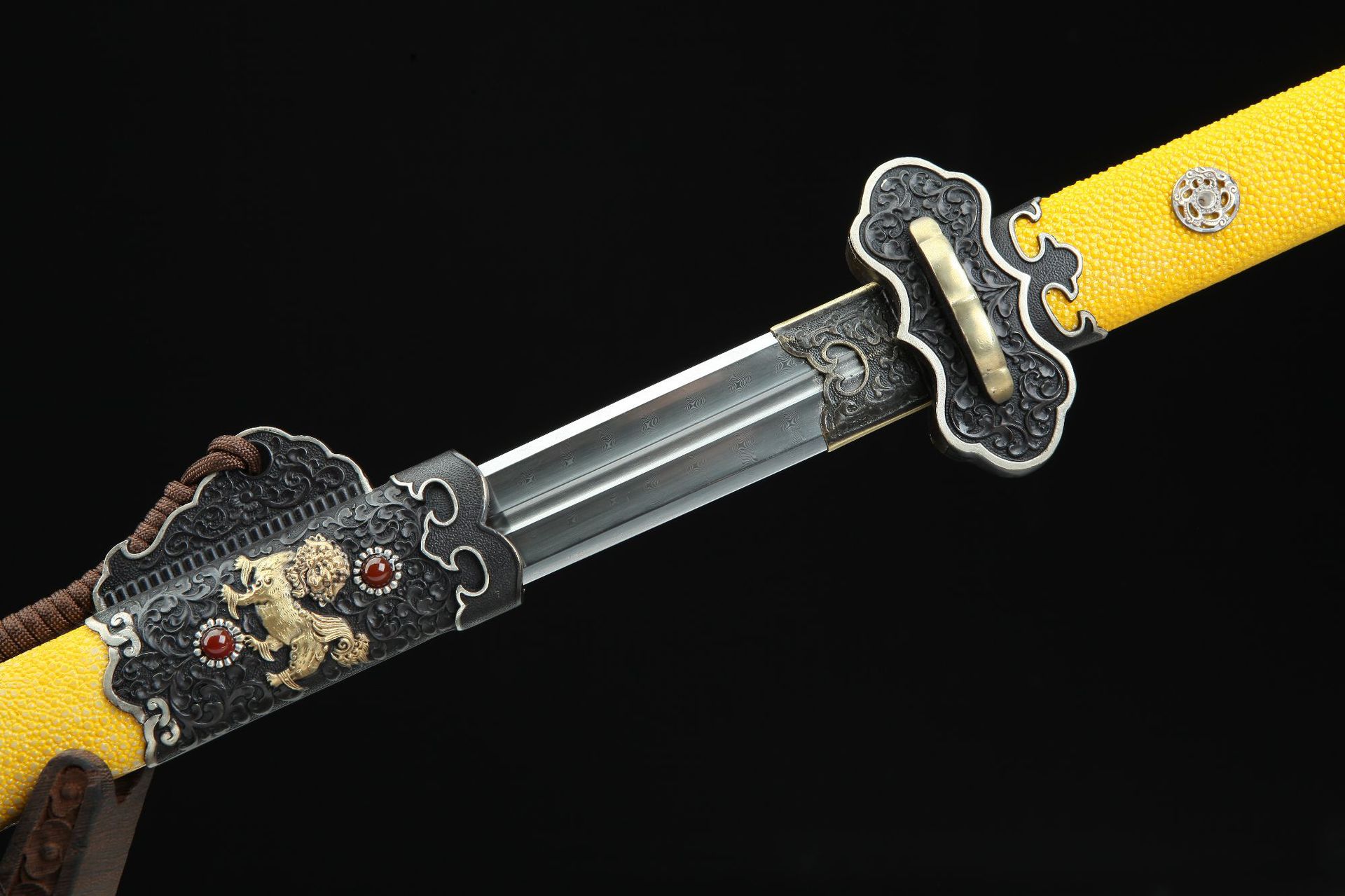 龙泉刀剑真鱼皮一体清剑三色铜大瓦面开槽唐剑传统冷兵器未开刃