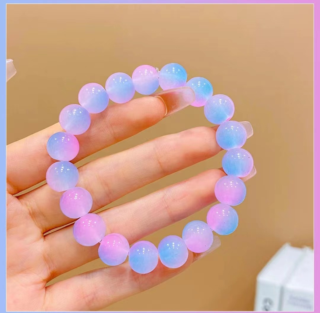 Super Beautiful Gradient Color! Xiaohongshu Ice Transparent White Jade Bracelet Female Pliable Temperament Imitation Bodhi Bracelet Beaded Bracelet Female