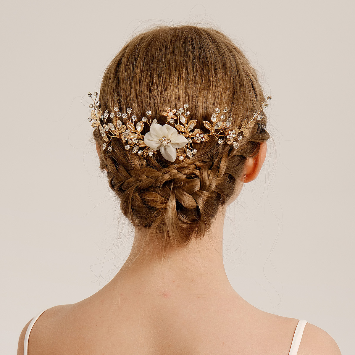 European and American Bride Ornament Handmade Hair Comb Hair Accessories Wedding Banquet Ancient Style Updo Accessories Leaves Flowers Golden Hair Comb