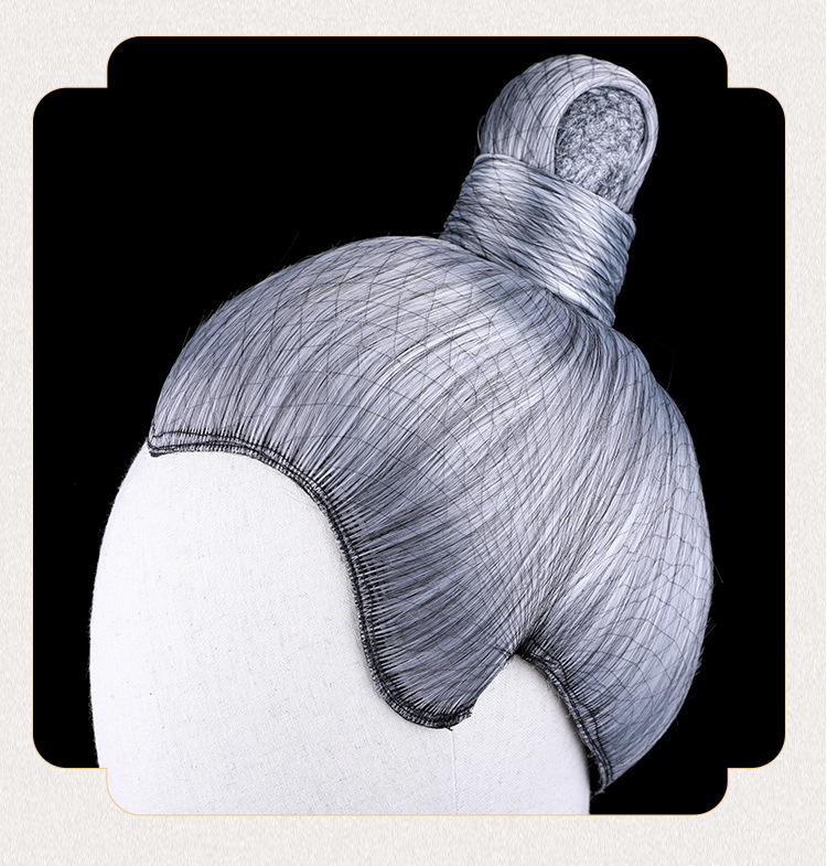 古装假发男整顶假发影楼姜子牙造型花白发套古风逼真手钩白色头套