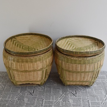 70yf手工竹编筐家用大篓子喜事竹筐淘米收纳筐竹篮装谷竹箩筐簸箕