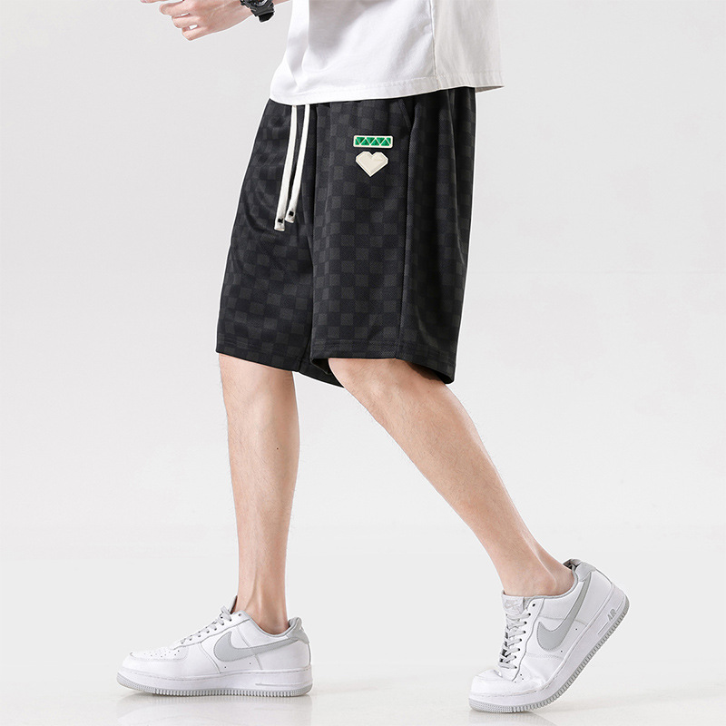 Chessboard Plaid Shorts Men's Summer Thin Korean Trend Home Casual Pants Fashion Brand Loose Five-Point Pants