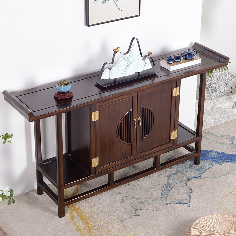 新中式玄关柜实木隔断玄关桌客厅装饰条几靠墙案台端景台中式供桌