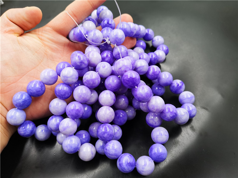 万玉批发 16毫米紫罗兰翠玉圆珠手链 男款紫色玉手串