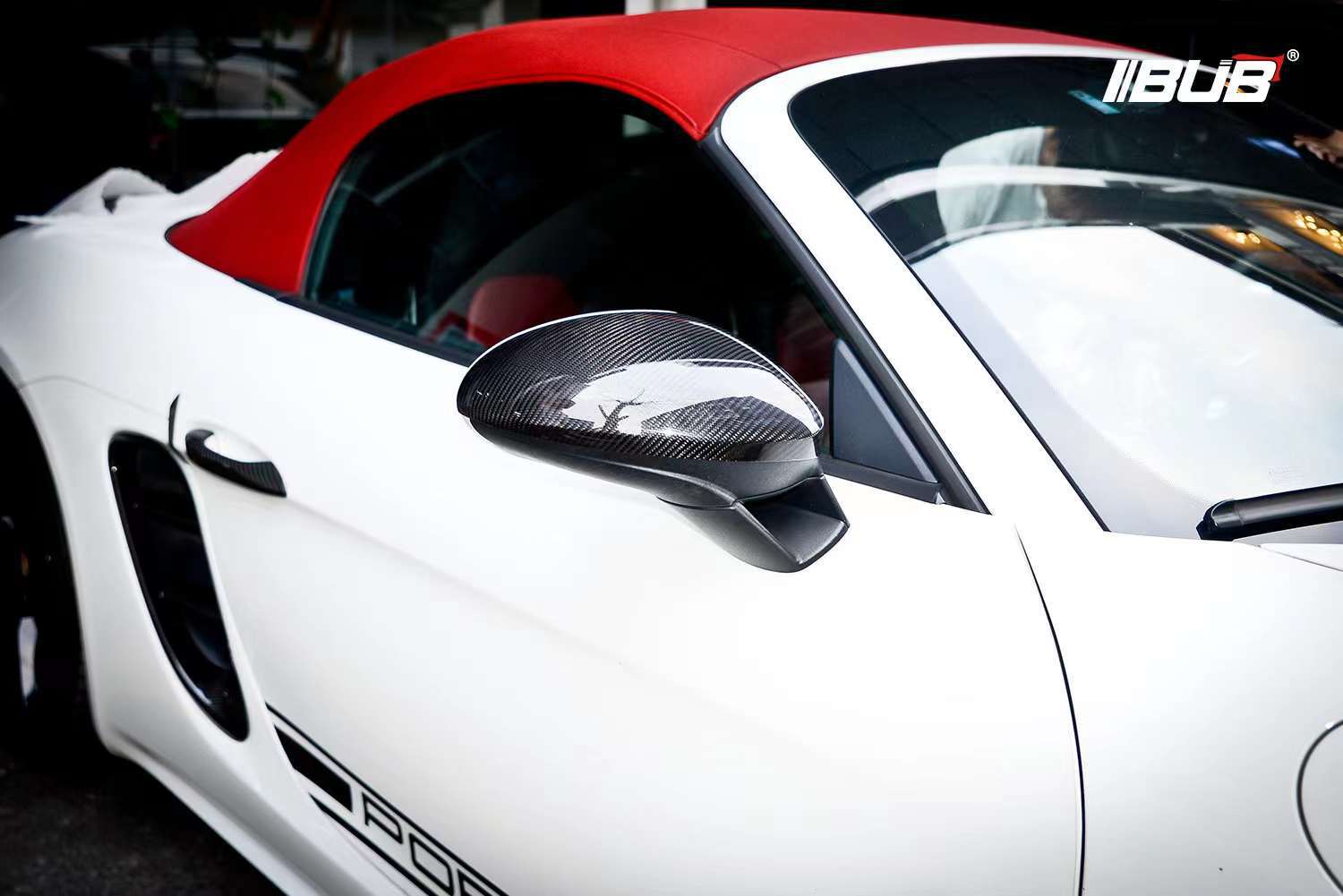 适用于保时捷718改装碳纤维后视镜罩cayman boxster碳纤后视镜壳