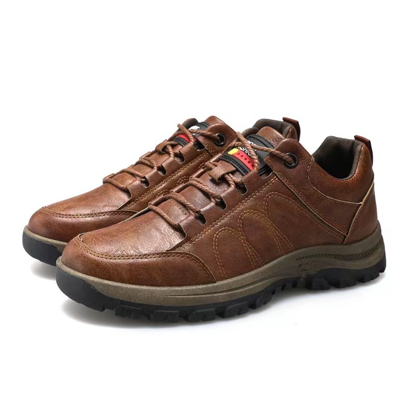 Men's Hiking Shoes Spring and Autumn New Outdoor Sports and Casual Leather Shoes Male Leather Non-Slip Wearable and Trendy Travel Men's Shoes