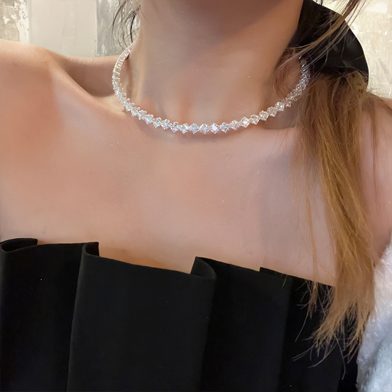 Flash! Light Luxury High-Grade Rhinestone Collar Zircon Necklace Niche Personality Design Light Luxury Clavicle Chain Accessories