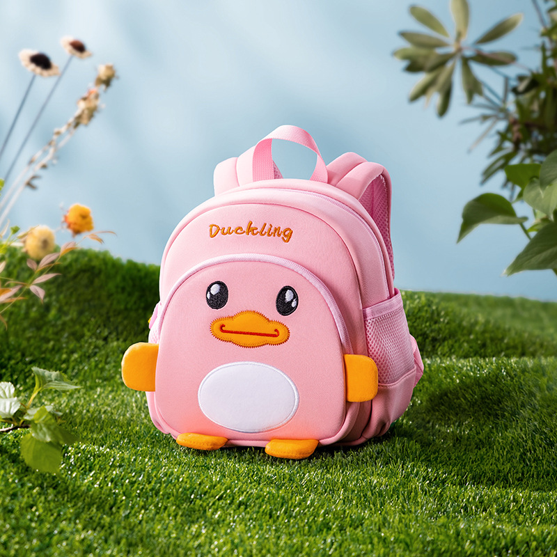 Kindergarten Girls' Yellow Duck Schoolbag 1-3-6 Years Old Cartoon Backpack Traction Anti-Lost Breathable Children Backpack