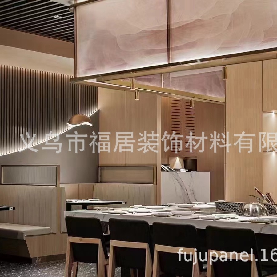 168长城板墙裙护墙板网红格栅生态木轻奢凹凸电视背景墙阳台吊顶