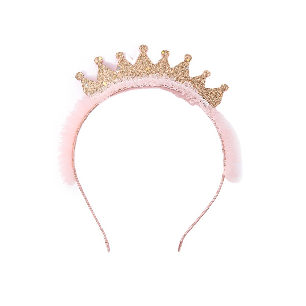 2023 New Colorful White Yarn Headband Cute Crown Princess Hair Accessories Children's Birthday Celebration Headband Wholesale