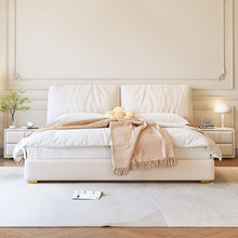 奶油风大象耳朵床现代简约科技布艺床2米x2米2主卧1米8软包双人床