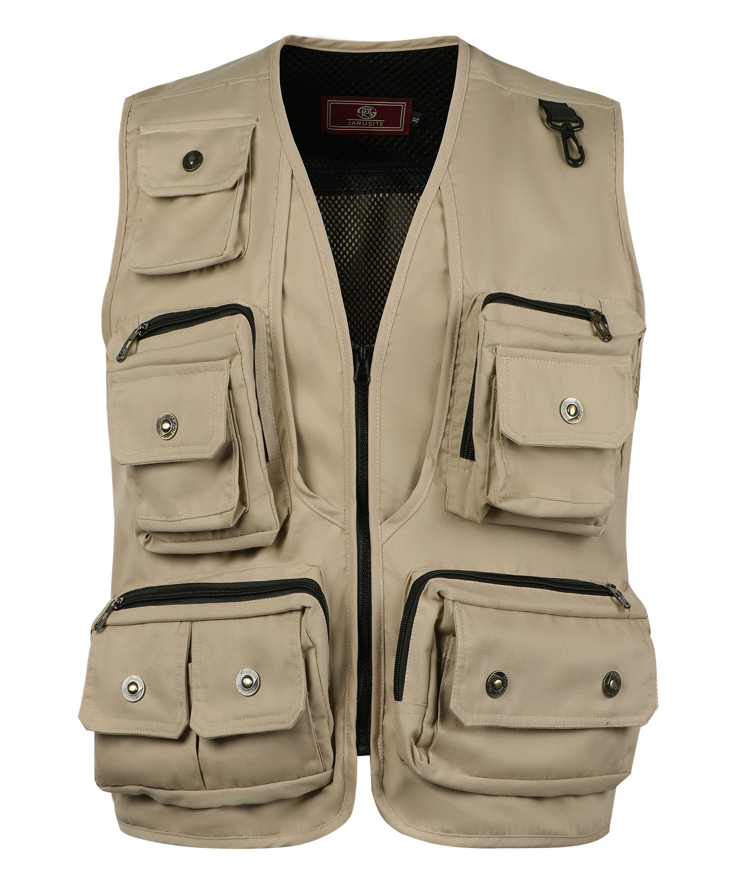 批发春秋多口袋男士马甲背心 爸爸工服摄影户外钓鱼男马夹铜扣