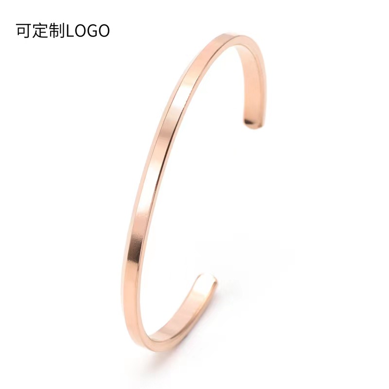 Factory Wholesale Titanium Steel Open-End Bracelet Bevel C Line Bracelet Gift Female Trend