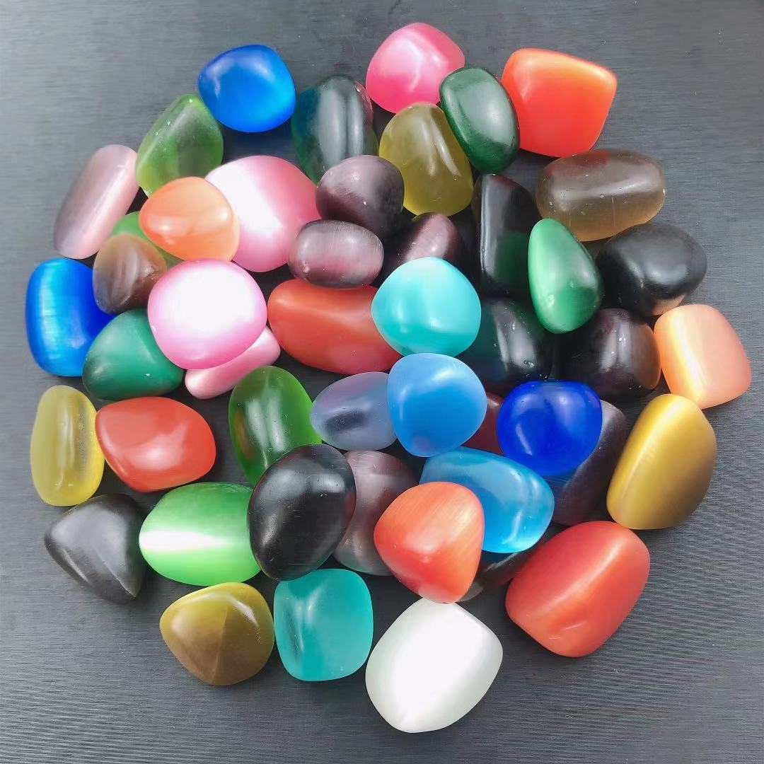 水晶原石随型彩色猫眼石大颗粒裸石糖果色原石抛光大颗粒厂家批发