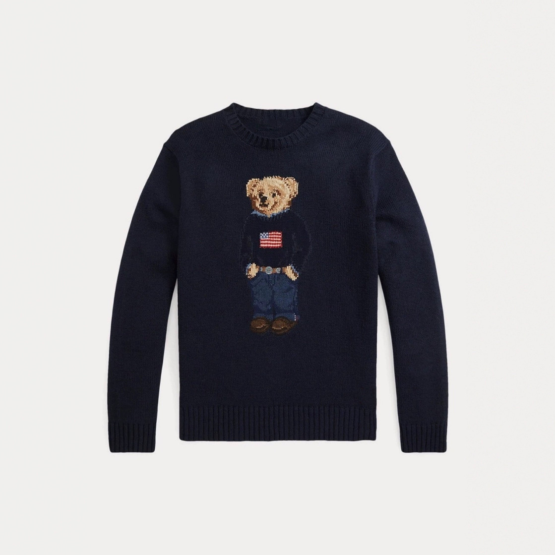 24年R.秋冬新款棉重工卡通小熊圆领减龄百搭毛衣男女同款